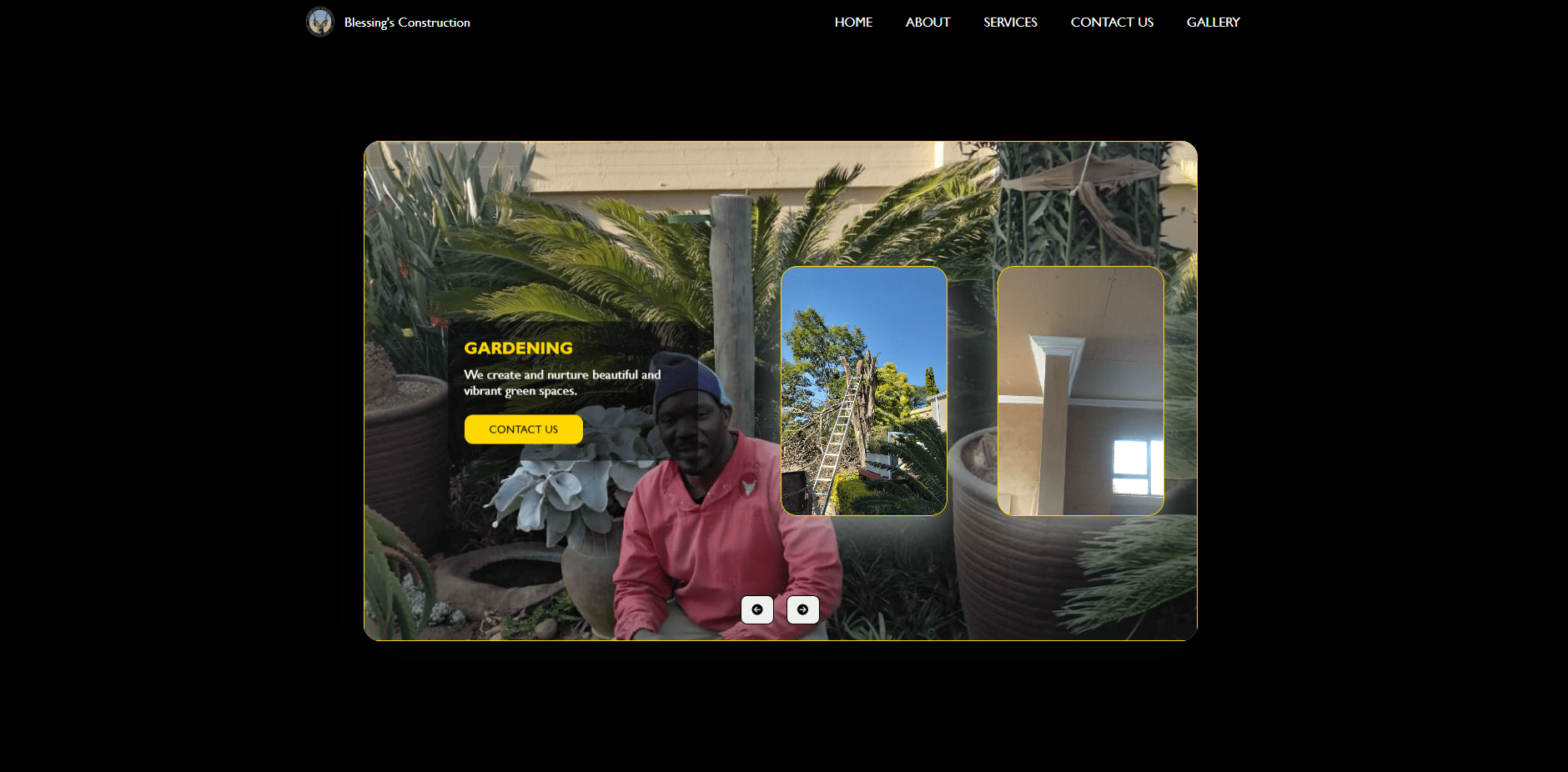 blessings construction landing page